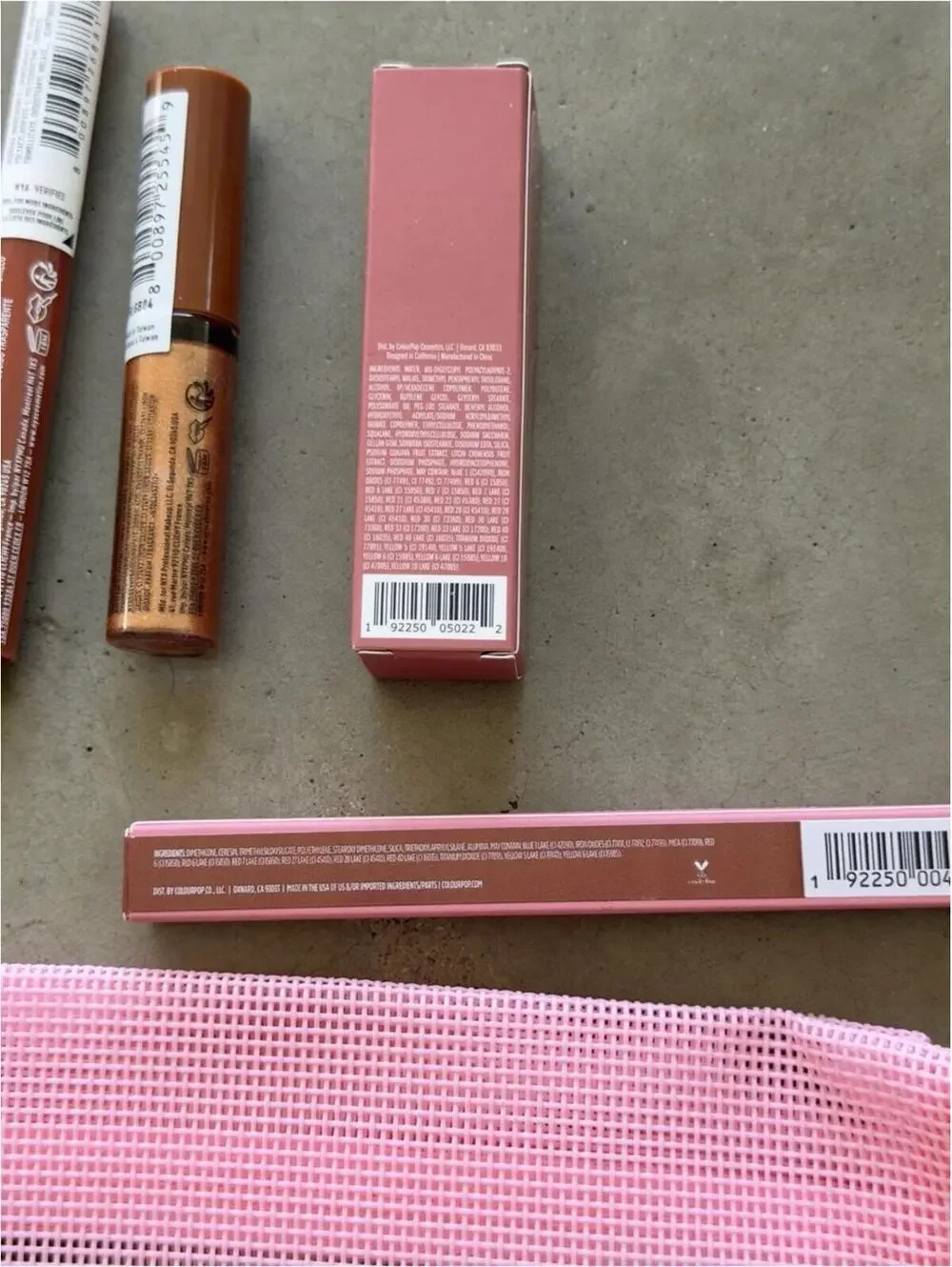 Beauty Lip Bundle / 6pc Makeup Set w Mesh Bag / Pink